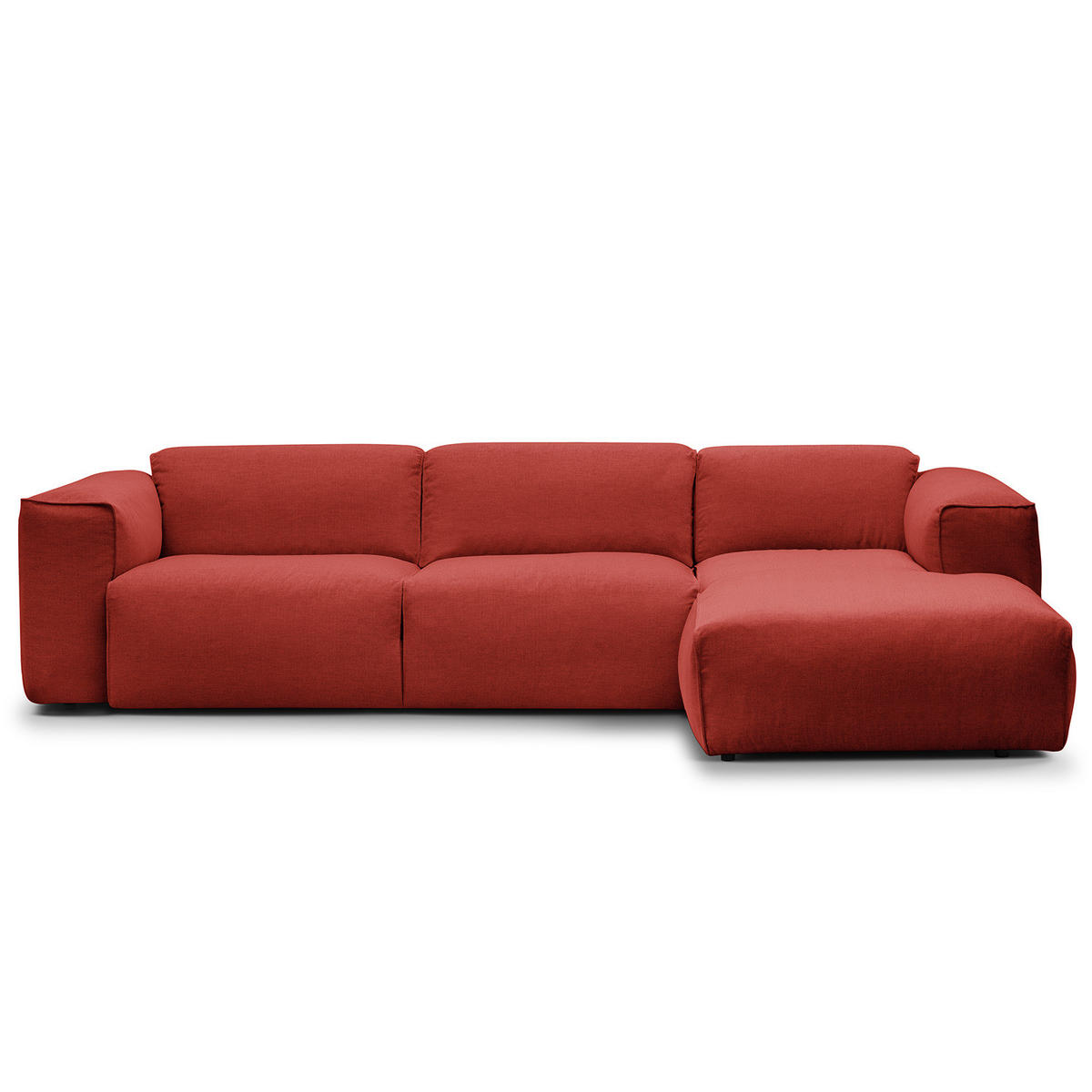 3-SITZER ECKSOFA mit Longchair - Rot/Schwarz, Kunststoff/Textil (284/173cm) - home24