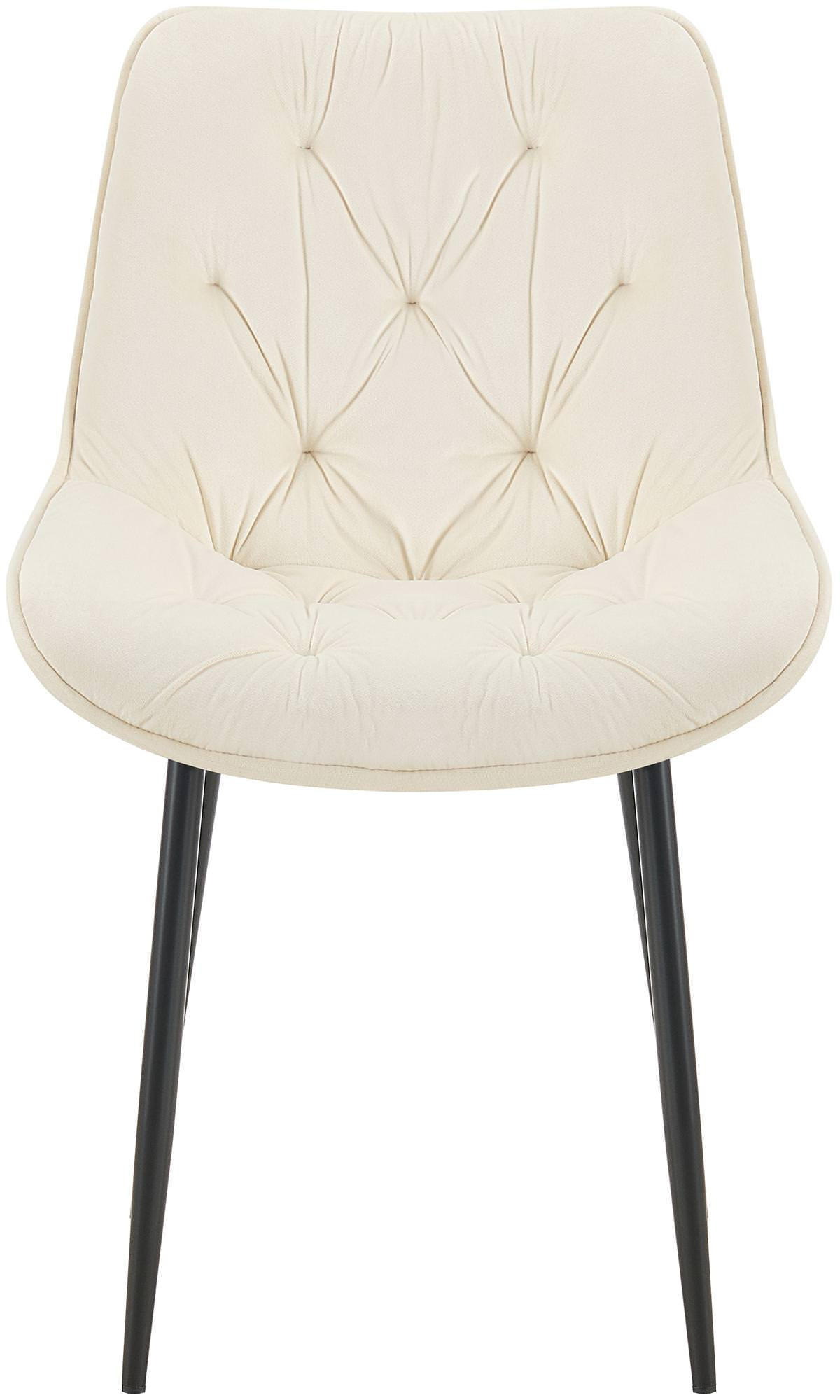 STUHL Samt creme - Creme/Schwarz, Textil/Metall (52/84/59cm) - CLP