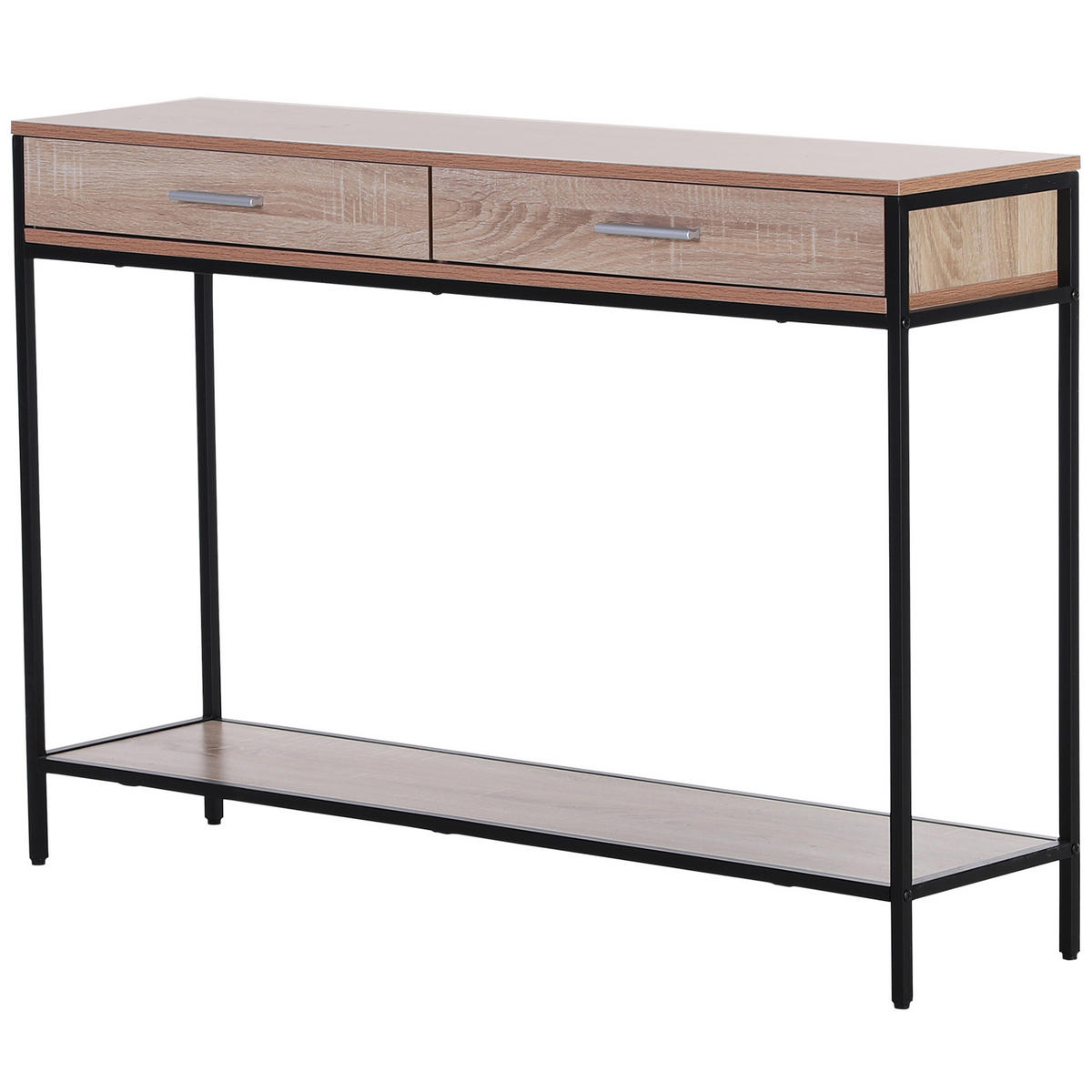 KONSOLENTISCH Eiche und Schwarz Metall Spanplatte 1 Stück - Beige, Metall (120/30/81.5cm) - GiPP