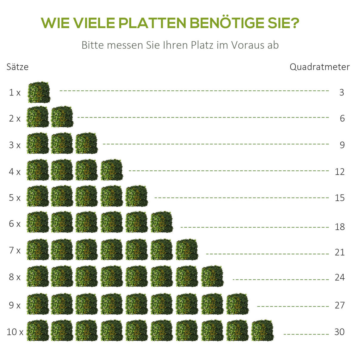 KÜNSTLICHES Pflanzenwand Hecke, PE, Grün - Grün, Kunststoff (50/7/50cm) - Outsunny
