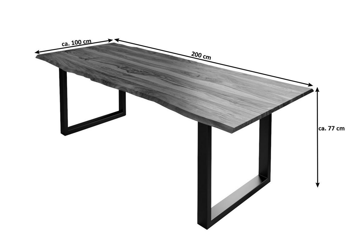 ESSTISCH HERO - Beige/Silberfarben, Holz/Metall (100/200/77cm) - SAM