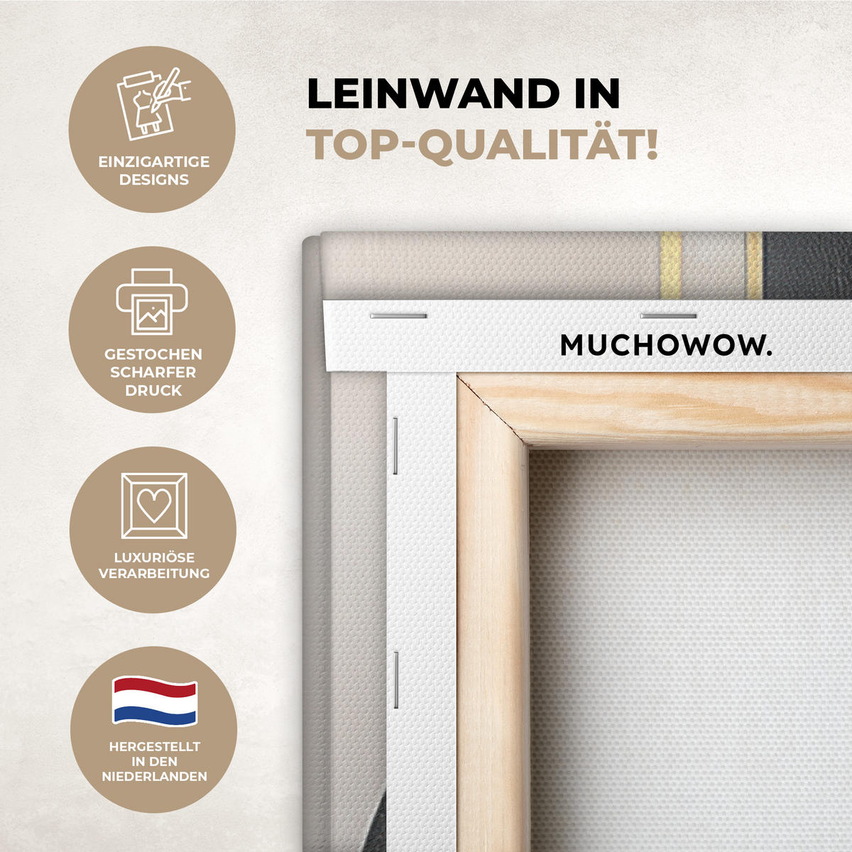 LEINWANDBILD Abstrakt - Gold - Silber - Formen - Ästhetisch - Modern Deko Groß 90x90 cm - Goldfarben, Textil (90/90cm) - MuchoWow