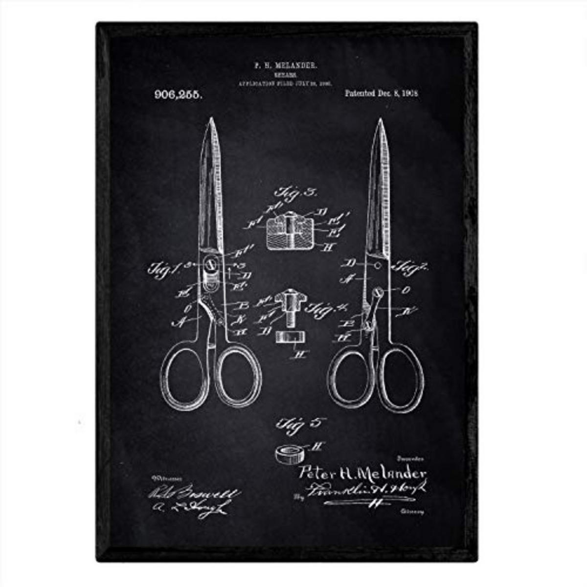 POSTER Schere Patent A3 Rahmenlos - Klar, Papier (29.7/5/42cm) - Nacnic