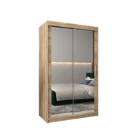 SCHWEBETÜRENSCHRANK 200/120/62 2-türig - Silberfarben/Sonoma Eiche, Holz/Kunststoff (120/200/62cm) - MÖBEL KRYSPOL