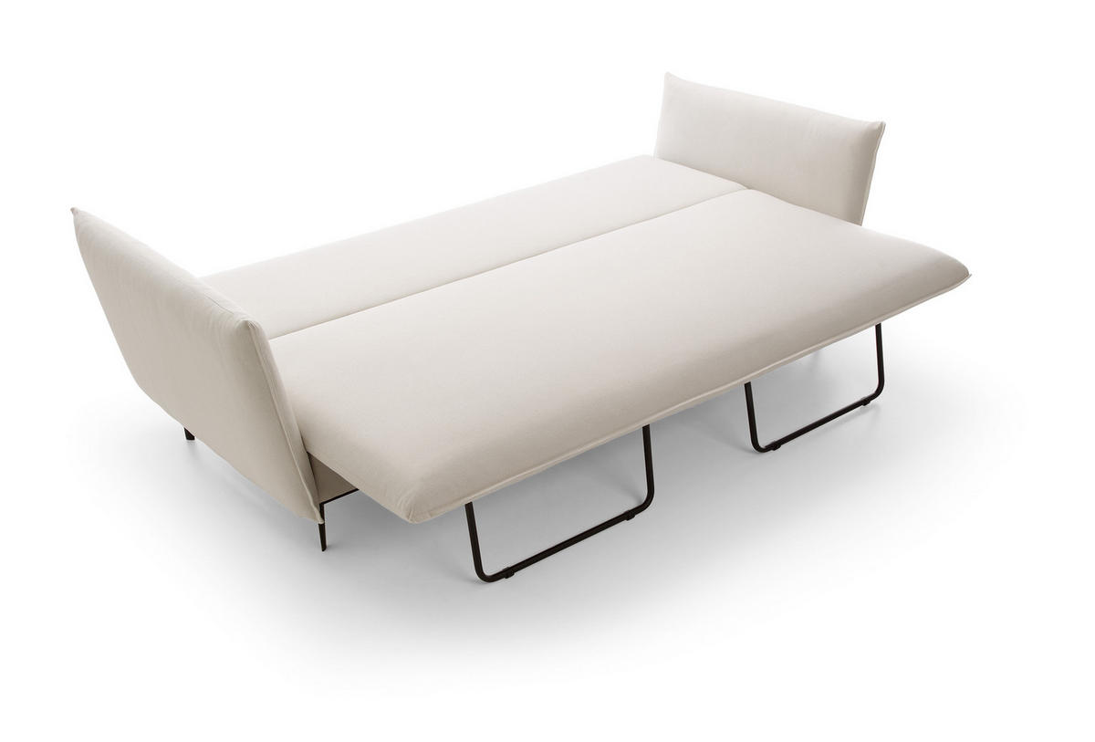 BETTSOFA SOLE Creme Geflochtener Stoff mit Schlaffunktion - Creme, Textil (105/90/237cm) - MASSENO