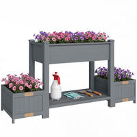 HOCHBEET, Beet mit 2 seitlichen Töpfen, 149 x 46 x 76 cm, Grau - Multicolor, Holzwerkstoff (149/76/46cm) - FORIOUS