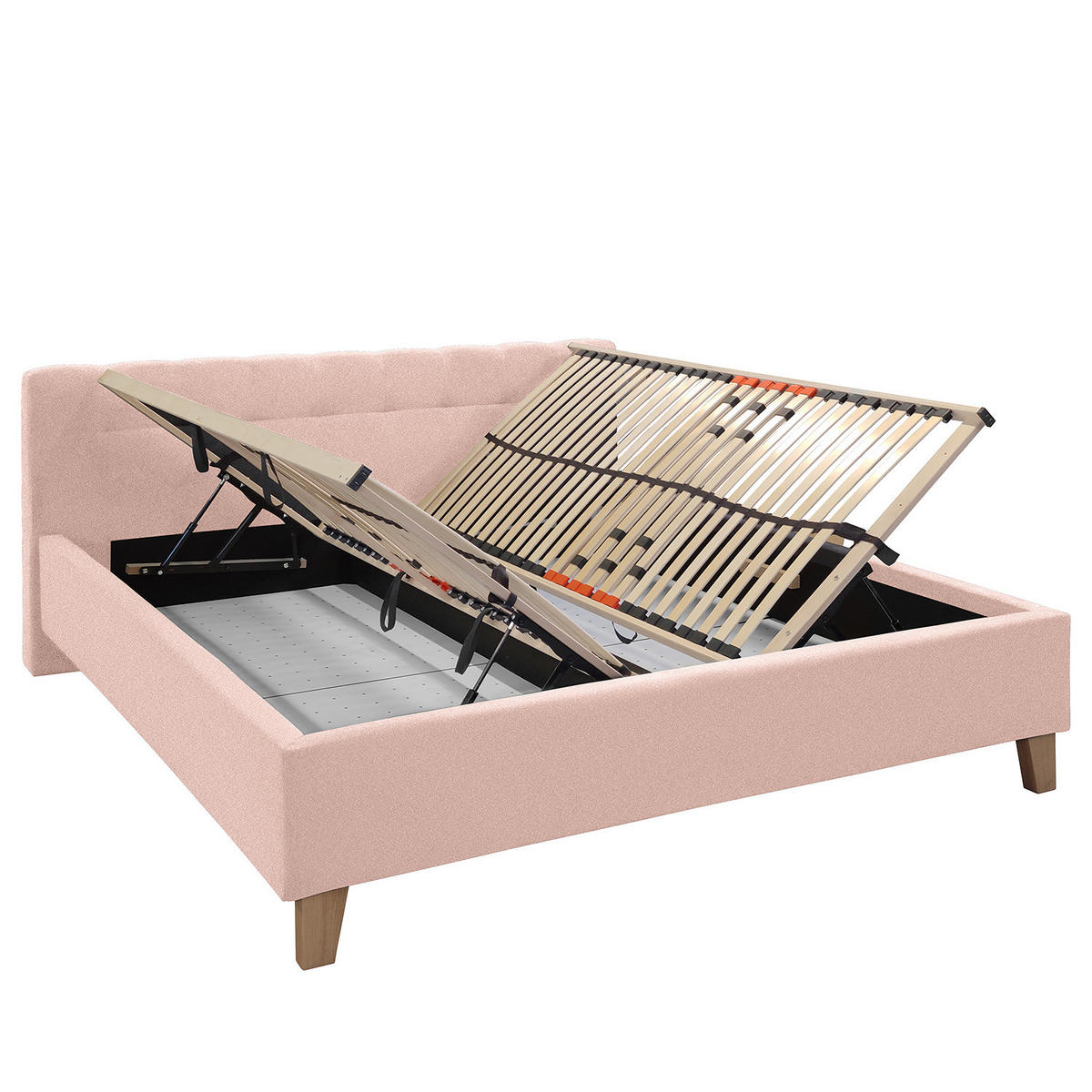 POLSTERBETT - Webstoff - Rosa, Holz/Textil (180/200cm) - home24