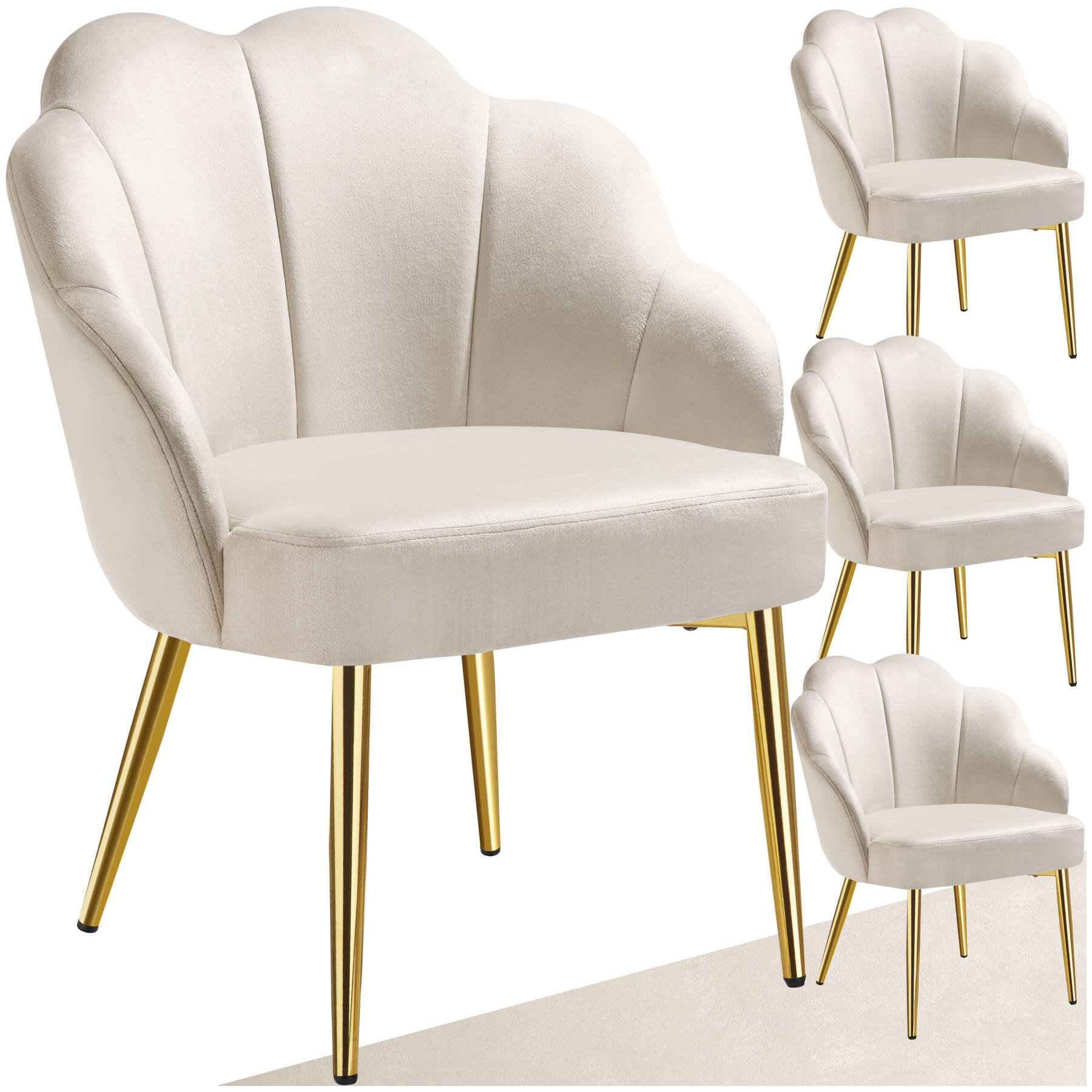 COCKTAILSESSEL 4er Set Hellen 66 x 62 x 80 5 cm creme/gold - Goldfarben/Creme, Textil (66/80.5/62cm) - tectake
