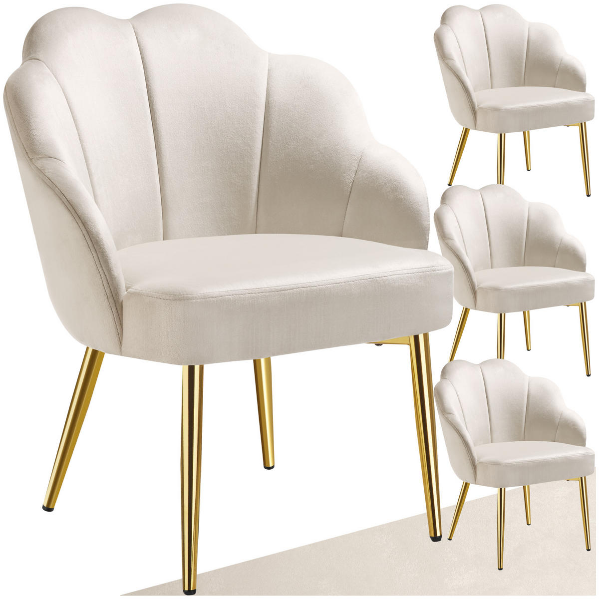 COCKTAILSESSEL 4er Set Hellen 66 x 62 x 80 5 cm creme/gold - Goldfarben/Creme, Textil (66/80.5/62cm) - tectake