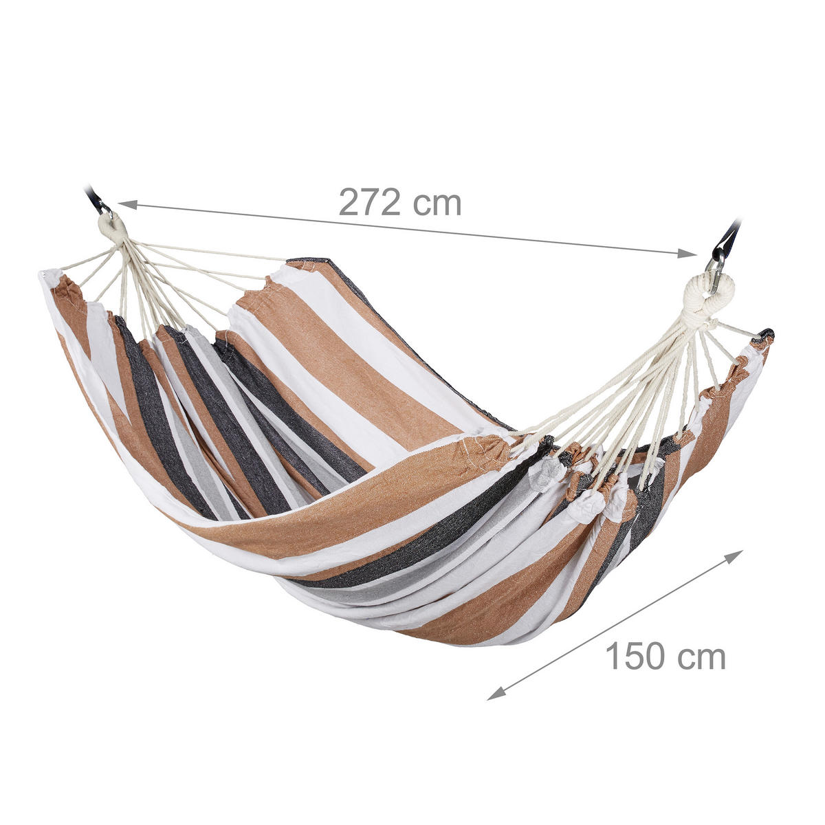 HÄNGEMATTE - Braun, Textil (150/3/272cm) - Relaxdays