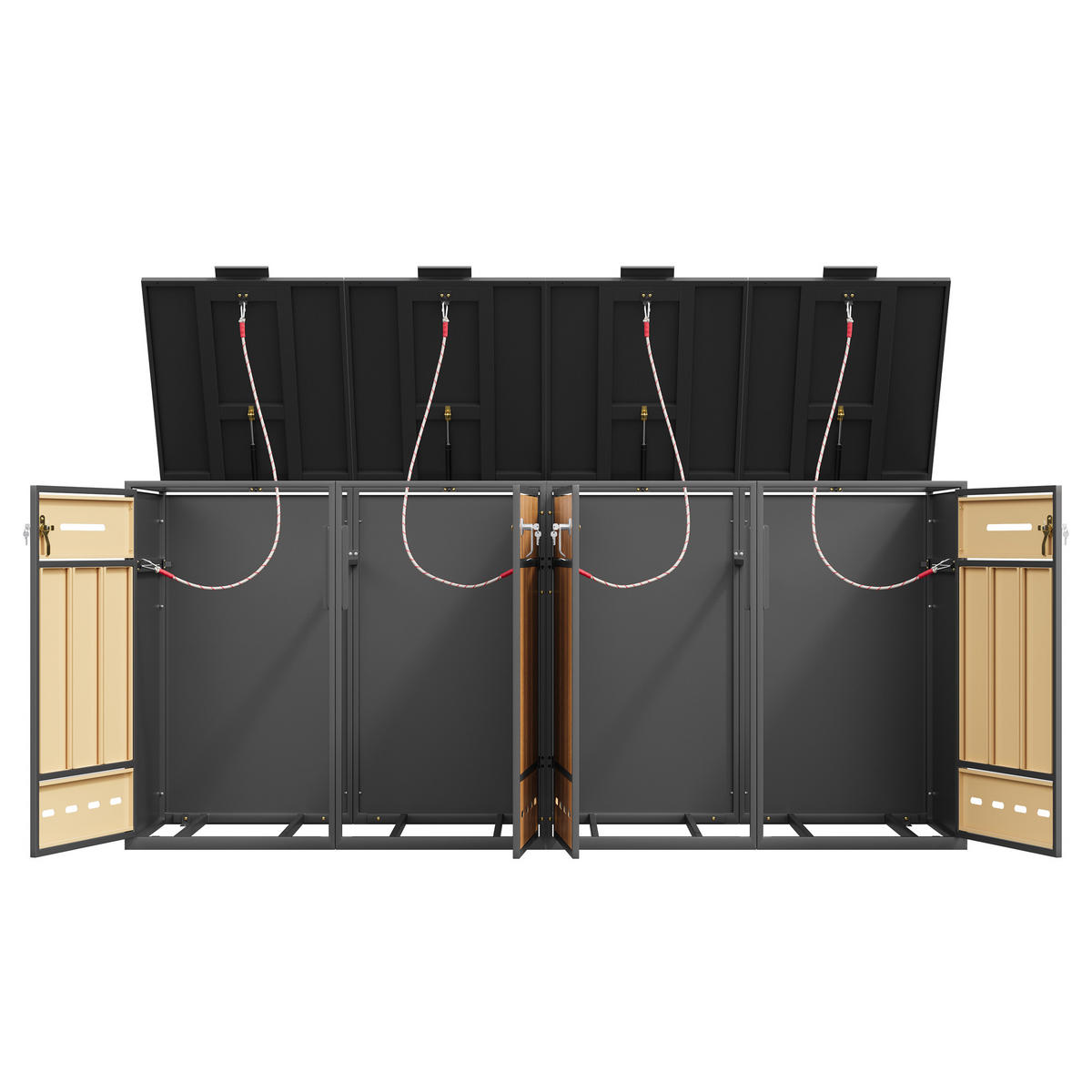 MÜLLTONNENBOX 4er abschließbar 120-240L Lüftung 2 Türen - Multicolor, Metall (169/249/264cm) - FLIEKS