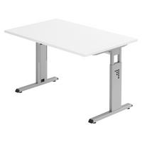 SCHREIBTISCH Serie-O 80/120/74 cm in Weiß/Silberfarben - Silberfarben/Weiß, Holzwerkstoff (80/120/74cm) - bümö