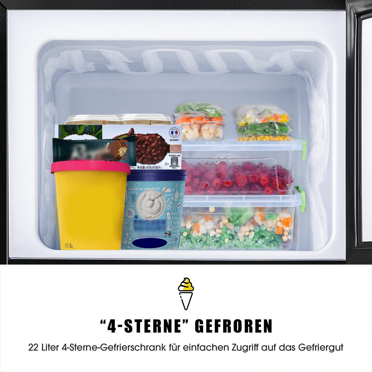 KÜHLSCHRANK 45.5/42/86.8 cm Antikschwarz 60L mit LED-Licht - Schwarz, Metall (45.5/86.8/42cm) - Oxeza
