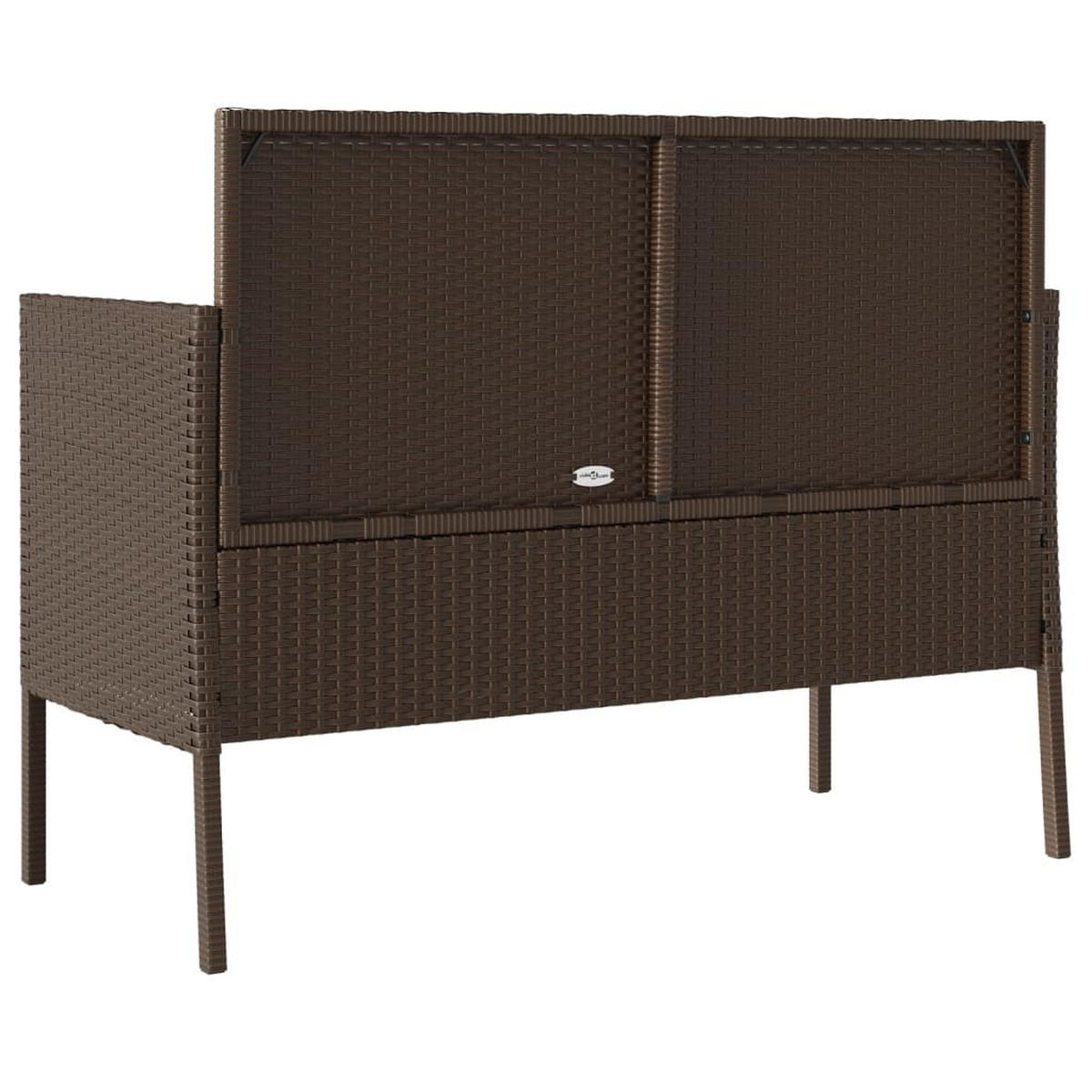 GARTENBANK Mit Kissen Braun Poly Rattan - Braun, Kunststoff (61/87/113cm) - vidaXL