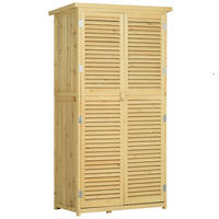 GARTENSCHRANK Geräteschrank, Holz Geräteschuppen, mit Asphaltdach, 4 Fächer, Natur - Fichtefarben, Holz (465/160/87cm) - Outsunny