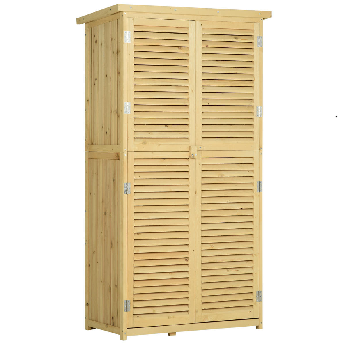 GARTENSCHRANK Geräteschrank, Holz Geräteschuppen, mit Asphaltdach, 4 Fächer, Natur - Fichtefarben, Holz (465/160/87cm) - Outsunny