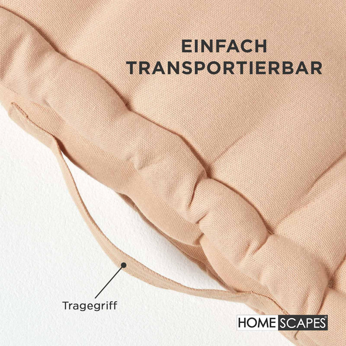 SITZKISSEN beige 50/50/10 cm – Bodenkissen unifarben - Beige, Textil (50/50/10cm) - Homescapes