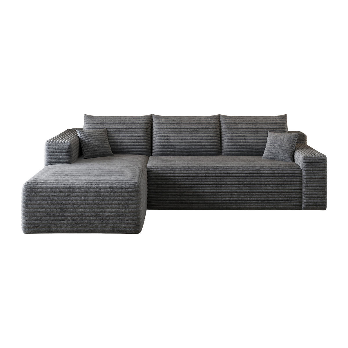 ECKSOFA Cord Dunkelgrau ohne Montage - Grau, Textil (241/151cm) - WISHDOR