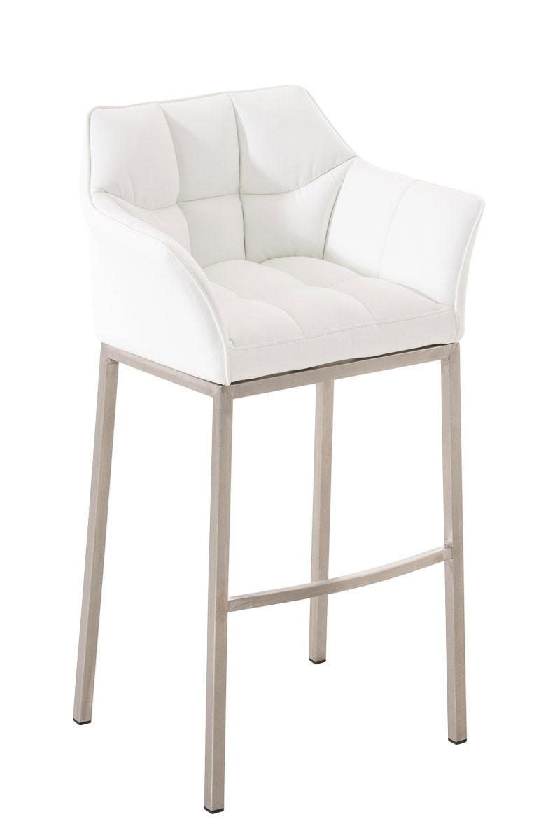BARHOCKER Damaso 110x64x48 cm weiß - Weiß, Leder (64/110/48cm) - furnicato