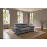 3-SITZER Karlstad Chenille Grau verstell. Kopfstützen B 215 cm - Dunkelgrau, Kunststoff/Textil (215/84/100cm) - foamnova