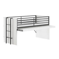HALBHOCHBETT 90x200 Keelia Weiß Melamin mit Schreibtisch - Weiß, Kunststoff (90/200cm) - 58aufmkessel