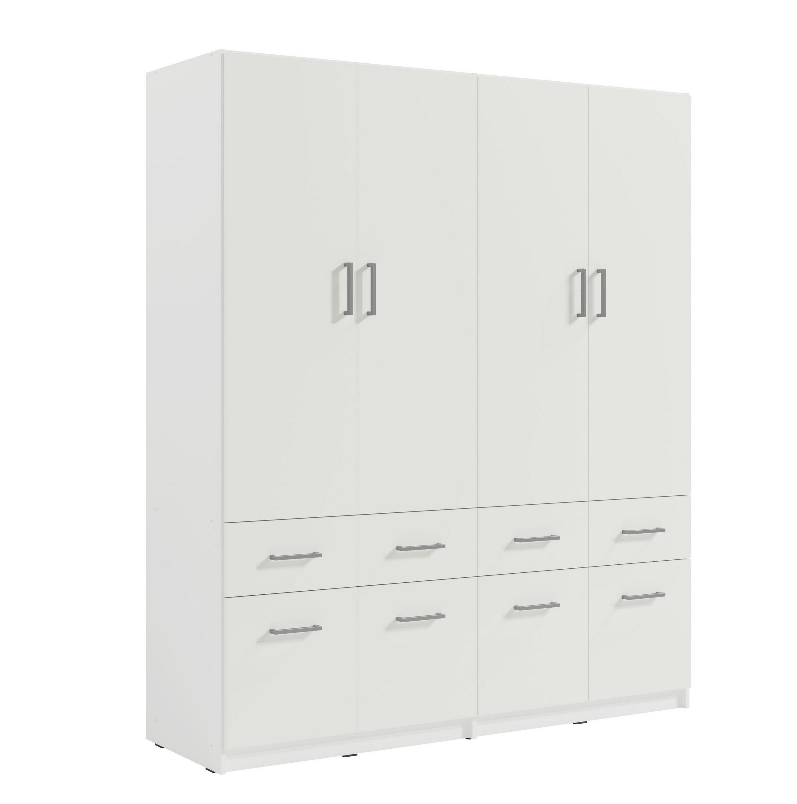 DREHTÜRENSCHRANK RYGEN 180,3/197,5/53,3cm 4-türig Weiß - Weiß, Holzwerkstoff (180.3/197.5/53.3cm) - MASSENO