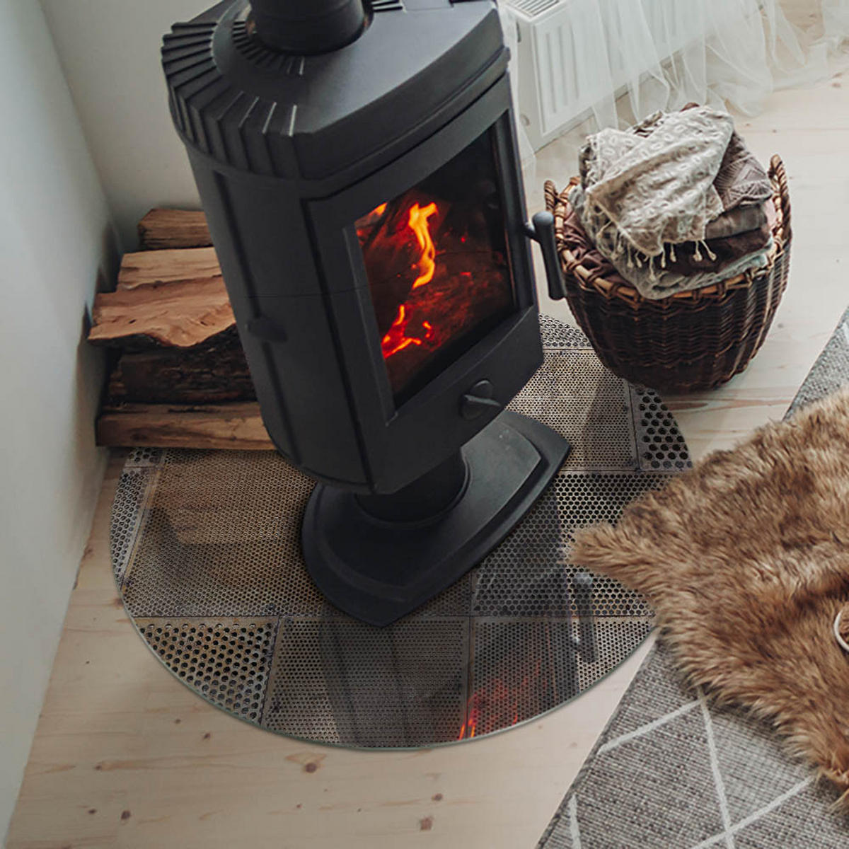 GLASPLATTE für Kamin Ø 70 cm Beige - Beige, Glas (70/70/0.4cm) - ArtPrintCave