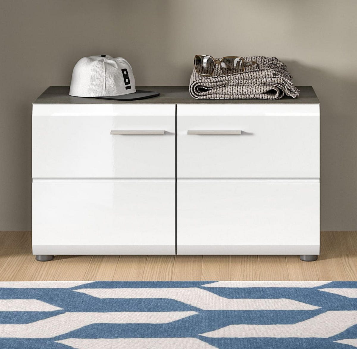 SITZBANK Ritmo (B/H/T: ca. 80/44/37 cm) in Rauchsilber Nachbildung/weiß hochglanz - Silberfarben, Holzwerkstoff (80/44/37cm)