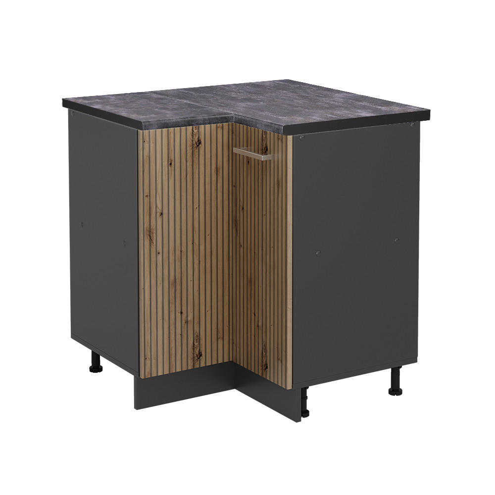ECKUNTERSCHRANK R-Line Artisan-Eiche 75.6 cm, AP Anthrazit - Anthrazit/Eiche Artisan, Holzwerkstoff (75.6/81.6/60cm) - Vicco