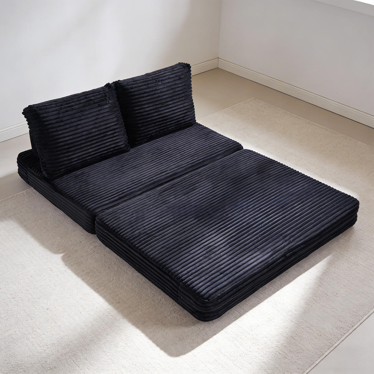 SCHLAFSOFA in Cord Schwarz - Schwarz, Textil (140/85/100cm) - Oxeza