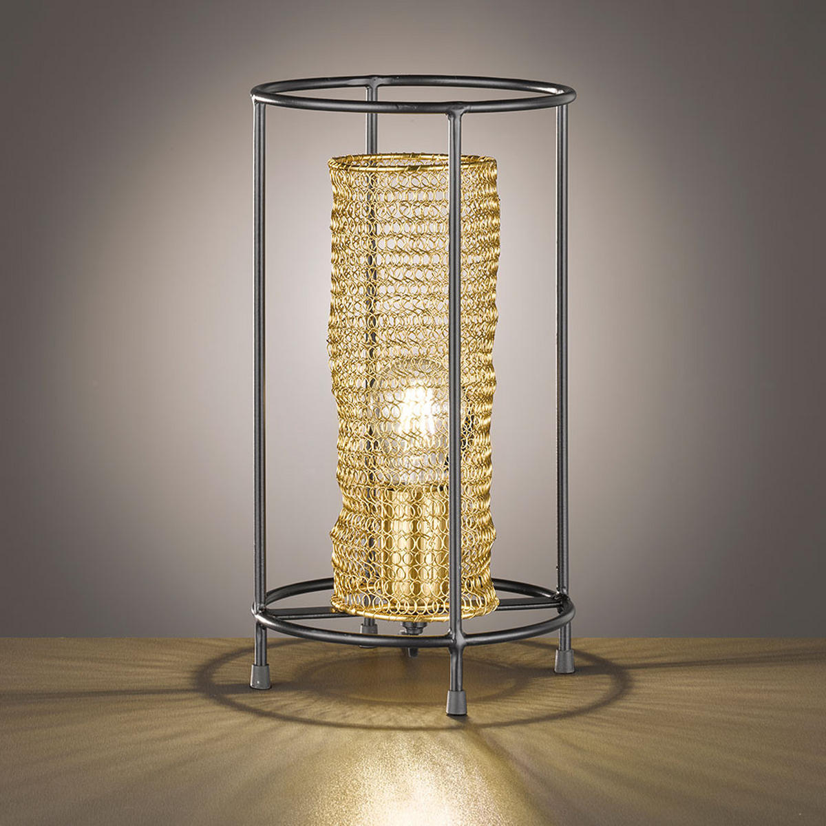 TISCHLEUCHTE Waben Design Gold - Goldfarben, Metall (20/20/36cm)