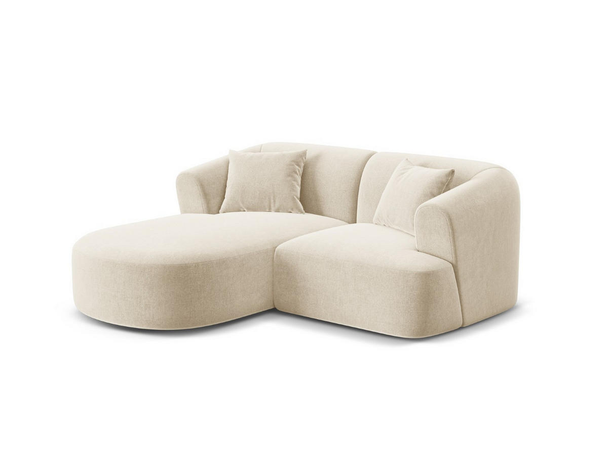 MODULARES-ECKSOFA links Campi aus Samt leichtes beige 3 Sitzplätze - Creme, Textil (156/180cm) - Cosmopolitan Design