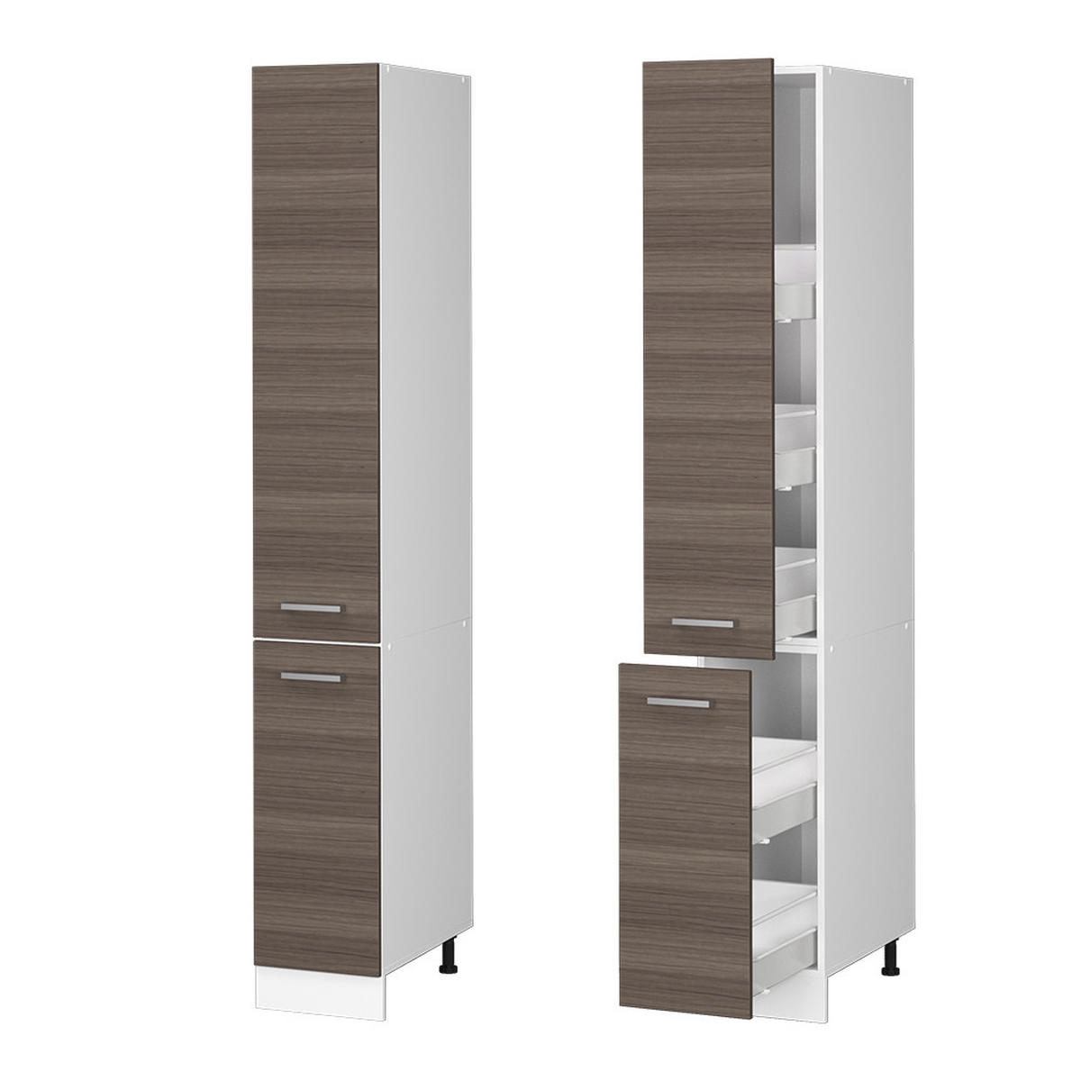 HOCHSCHRANK R-Line Grau 30 cm mit Türen - Weiß/Grau, Holzwerkstoff (30/207/57.2cm) - Vicco