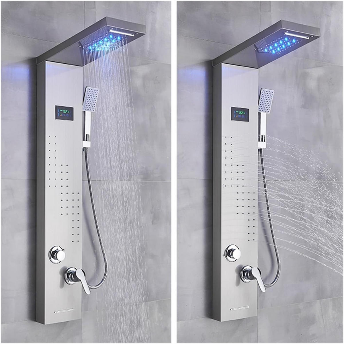 DUSCHPANEEL LED Edelstahl 8011 Nickel gebürstet - Nickelfarben, Kunststoff/Metall (20/114/46.5cm) - Kaket