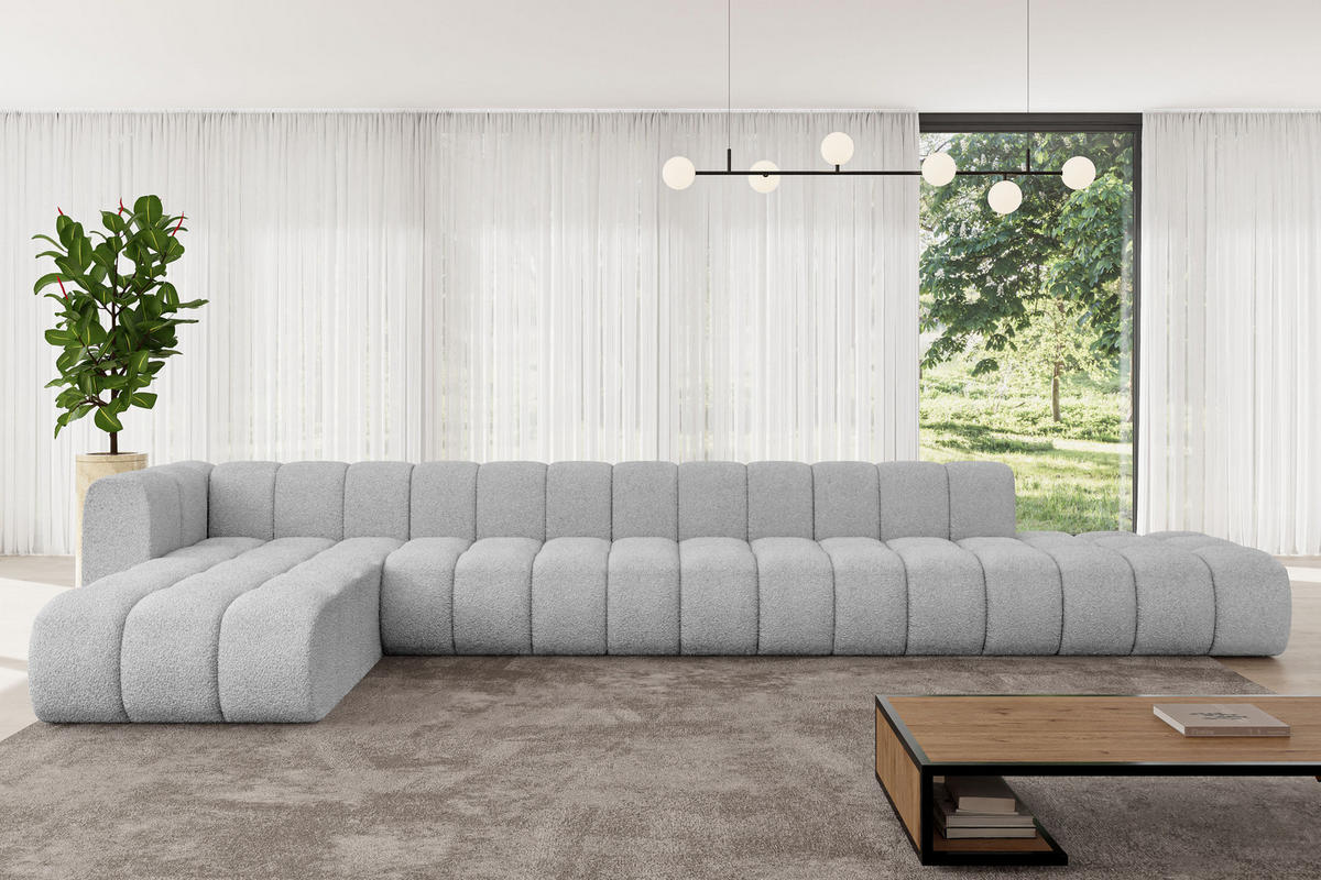 ECKSOFA modulares Sofa Zuvon-L3 - 478x177x70 cm Hellgrau - Hellgrau, Holzwerkstoff/Textil (478/177cm) - ALTDECOR