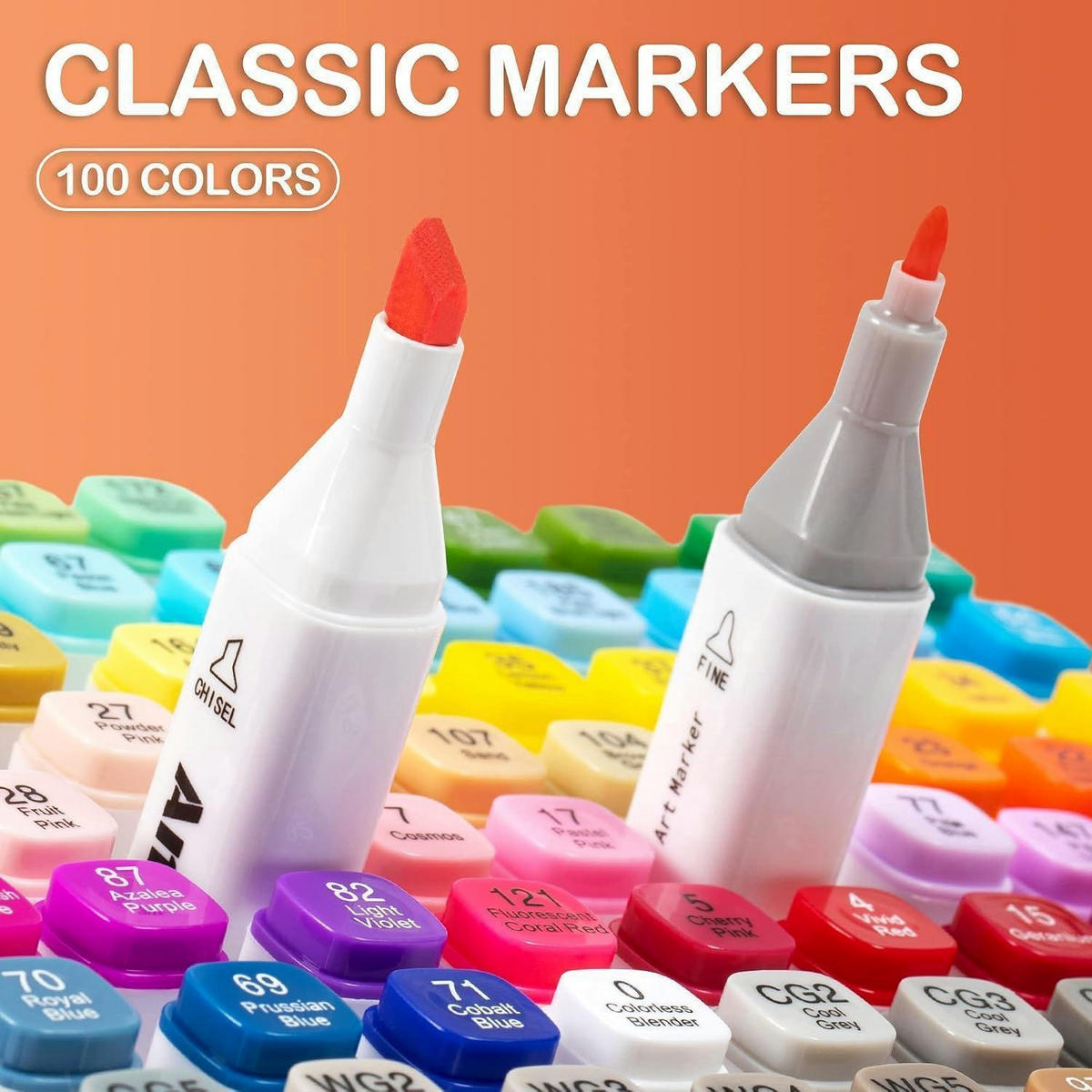 MARKER Set 100 Farben Twin Tip Künstlerstifte Set - Multicolor, Kunststoff (17.6/18.6/16.3cm)