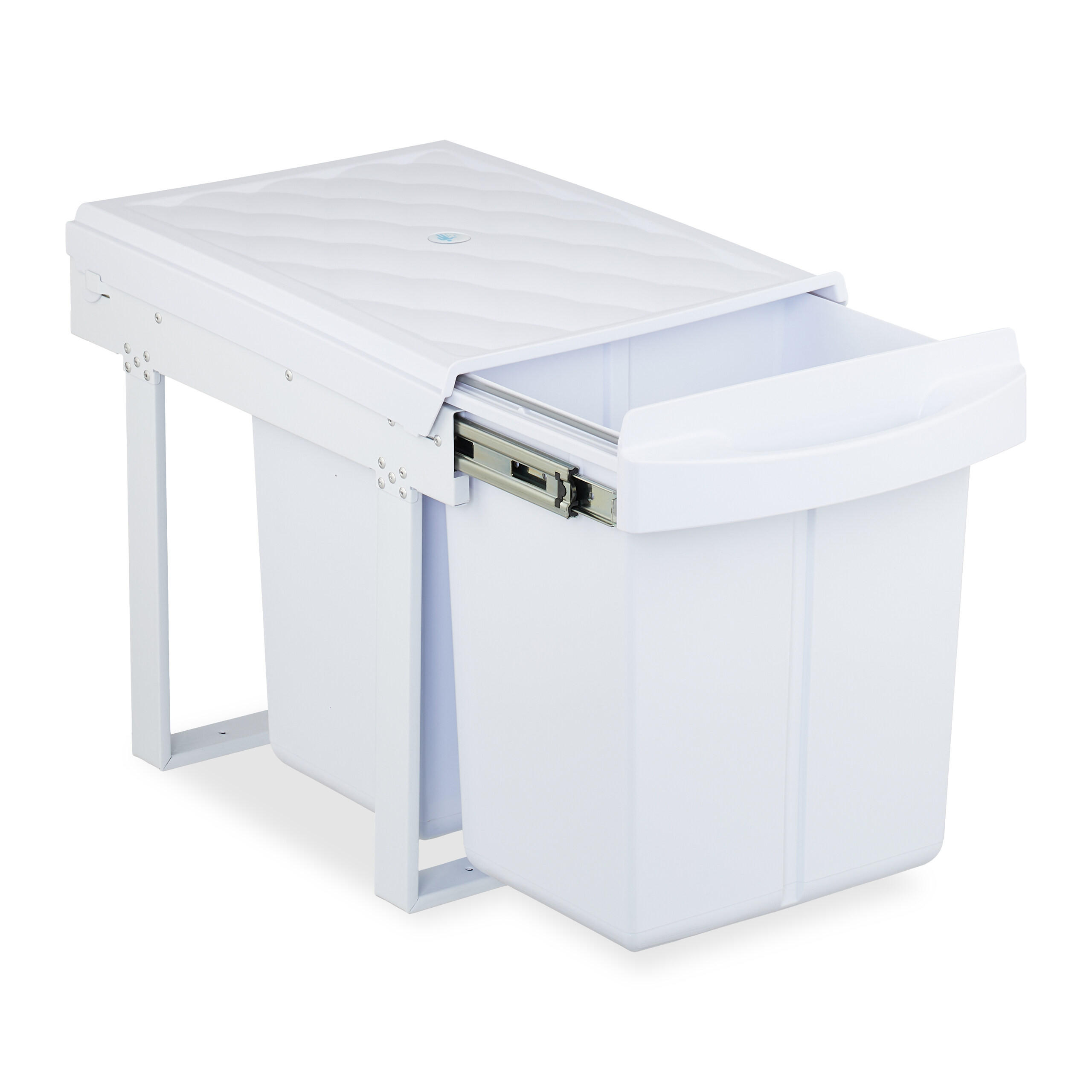 COȘ Alb încorporabil culisant 2x 20 l - alb, material plastic/metal (34/41.3/51.8cm) - Relaxdays