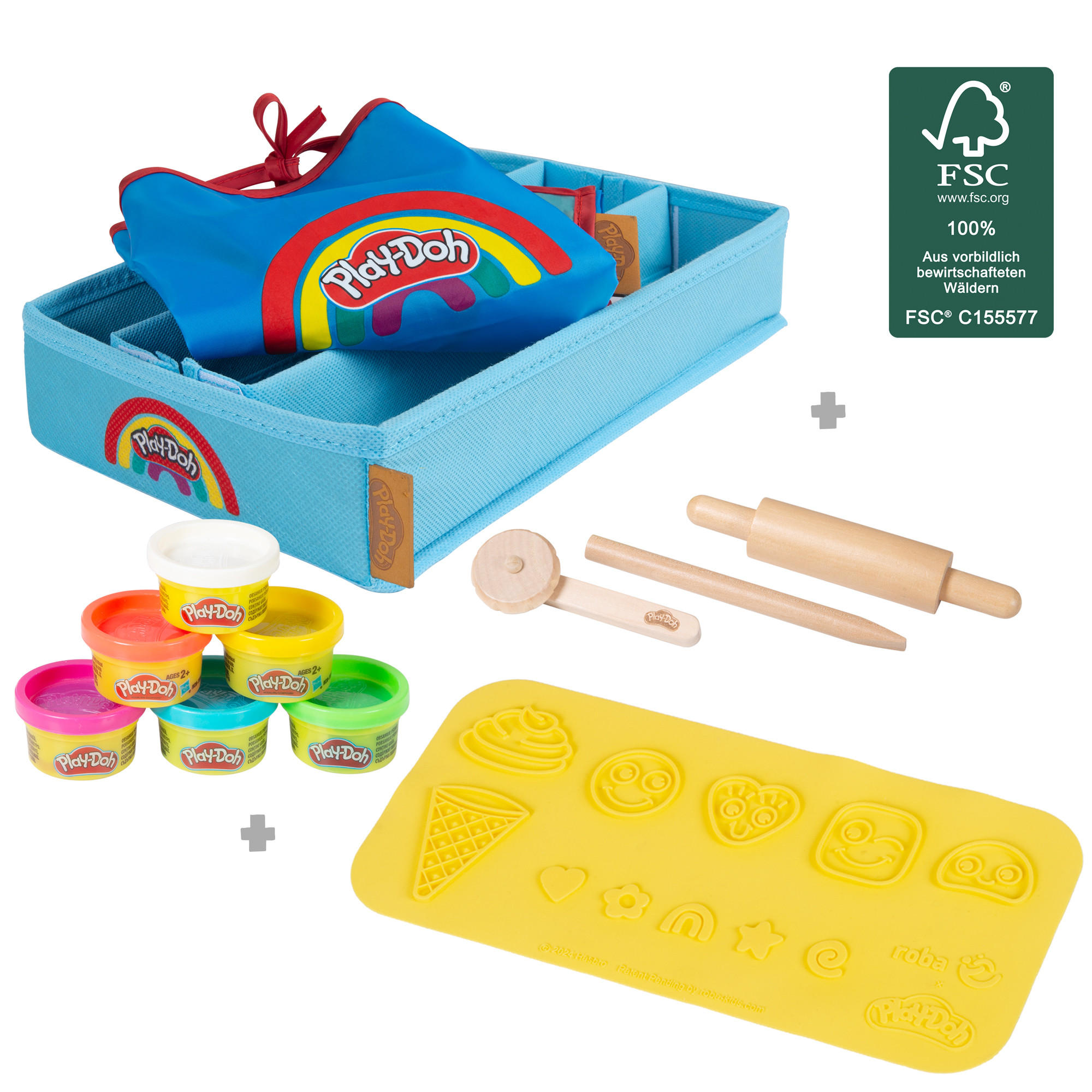 SPIELSET KNETE roba x Play-Doh mit Aufbewahrungsbox - Multicolor, Holz/Kunststoff (30/14.5/1cm) - Roba