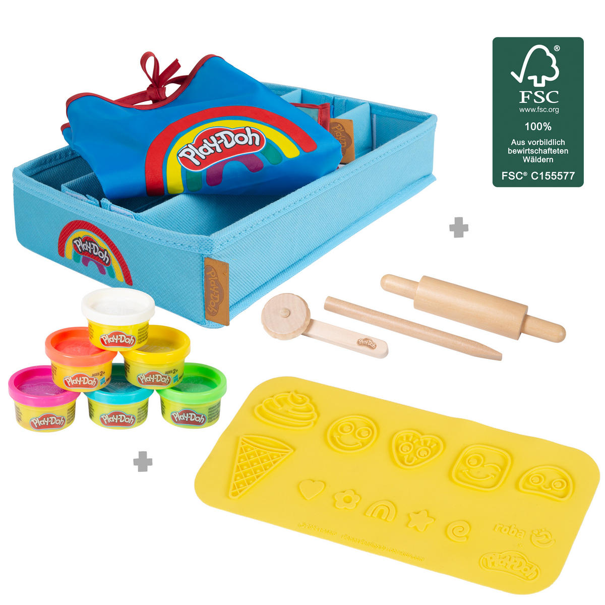 SPIELSET KNETE roba x Play-Doh mit Aufbewahrungsbox - Multicolor, Holz/Kunststoff (30/14.5/1cm) - Roba