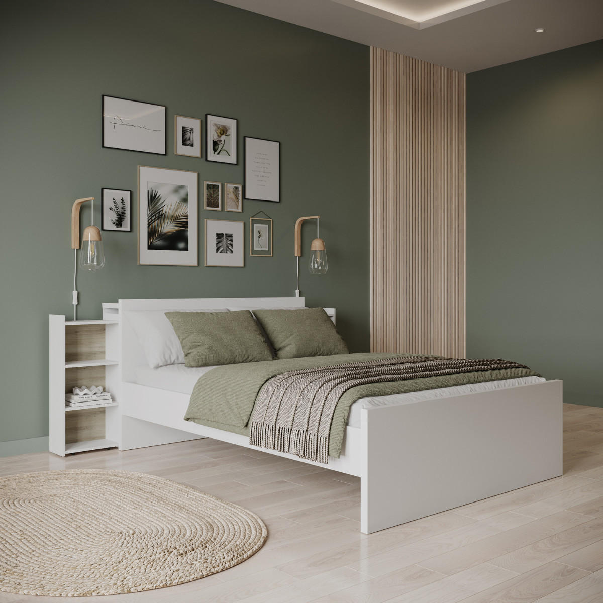 KOPFTEIL UND LATTENROSTSCHUTZ clyde weiss - Eschefarben, Holzwerkstoff (21.6/87.7/44.9cm) - Calicosy