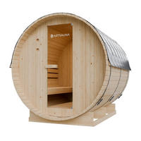 FASSSAUNA Spitzbergen 220 cm mit 8 kW Saunaofen (6 Personen) - Naturfarben, Holz (191/193/220cm) - Artsauna