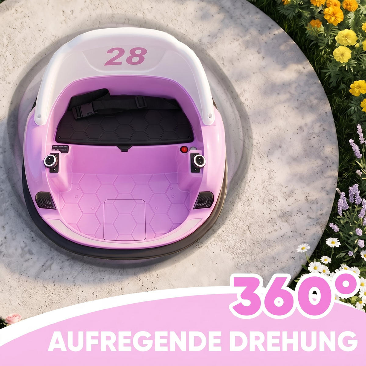 12V Kinder Autoscooter mit 2,4 G Fernbedienung, Elektro Bumper mit Musik - Rosa, Kunststoff (66.5/64.5/39cm) - AIYAPLAY