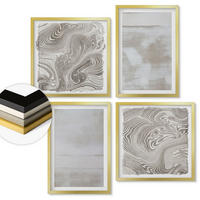 WANDBILDER 4er Set - 50x50 cm & 40x60 cm Goldrahmen - Abgenutzte Texturen, moderner Stil - Goldfarben, Kunststoff (50/50cm) - ArtPrintCave