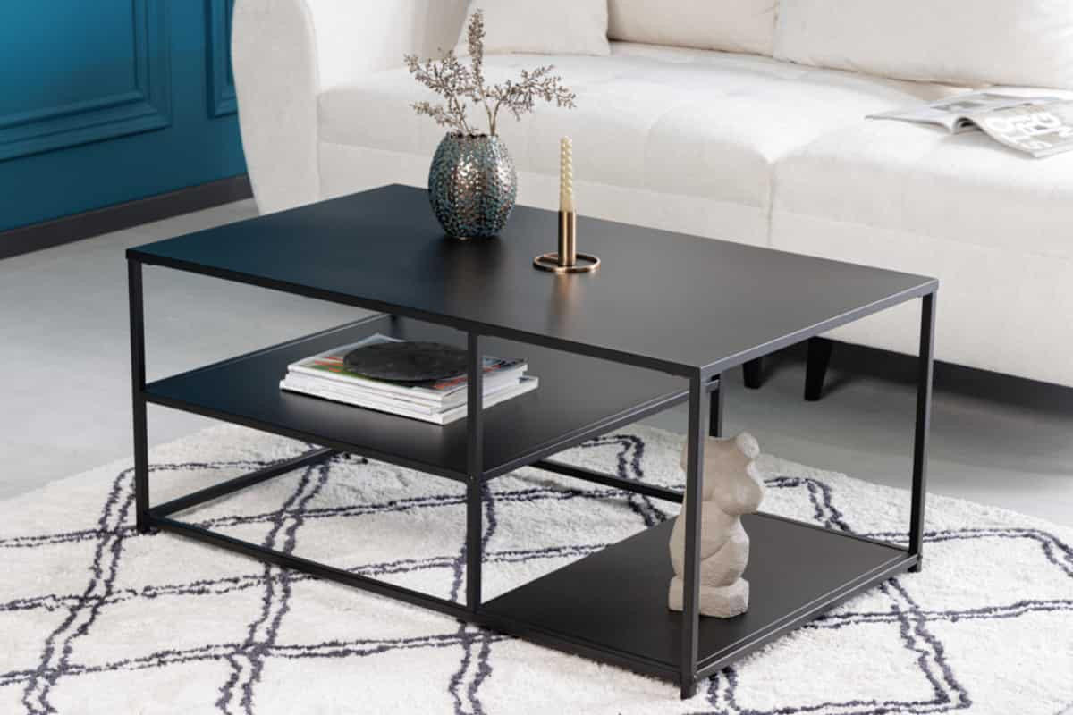 COUCHTISCH DURA STEEL Stahl rechteckig Schwarz 100cm - Schwarz, Metall (60/100/45cm) - riess-ambiente