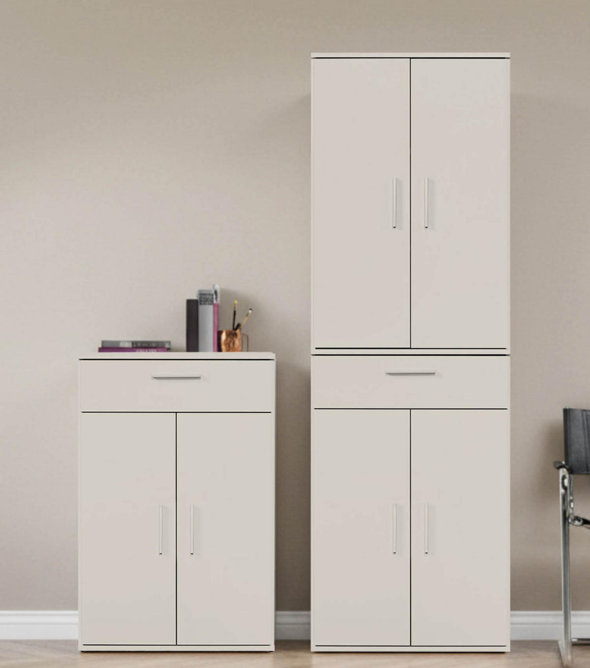 MEHRZWECKSCHRANK SET Der Allzweckwaffe - Kaschmir, Holzwerkstoff (60/180/34cm) - Mokebo