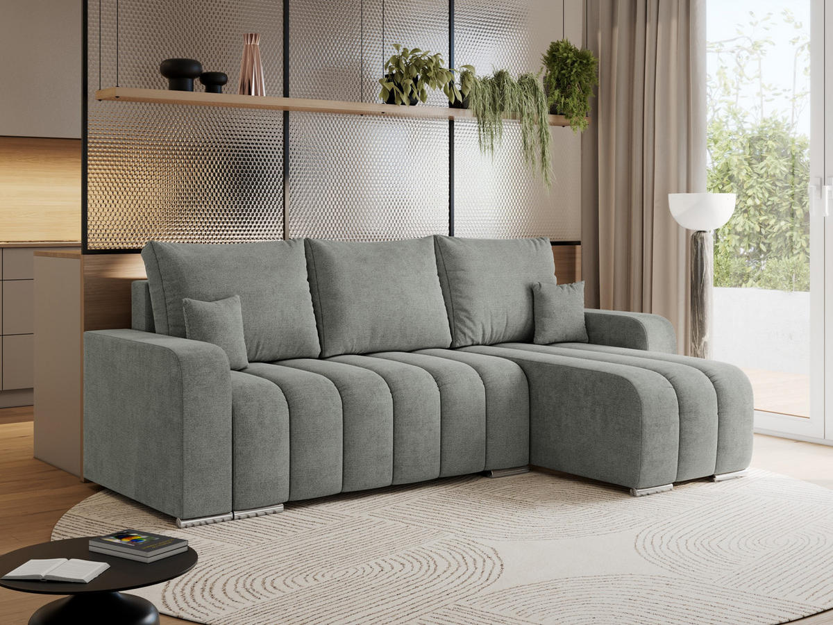 ECKSOFA KIRASSO L Grau Stukture - Grau, Textil (245/147cm) - MKS