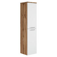 BADEZIMMERSCHRANK Saturnus mit 2 Türen Eiche mit Weiß - 35 x 35 x 130 cm - Eichefarben/Weiß, Holz (35/130/35cm) - Badplaats