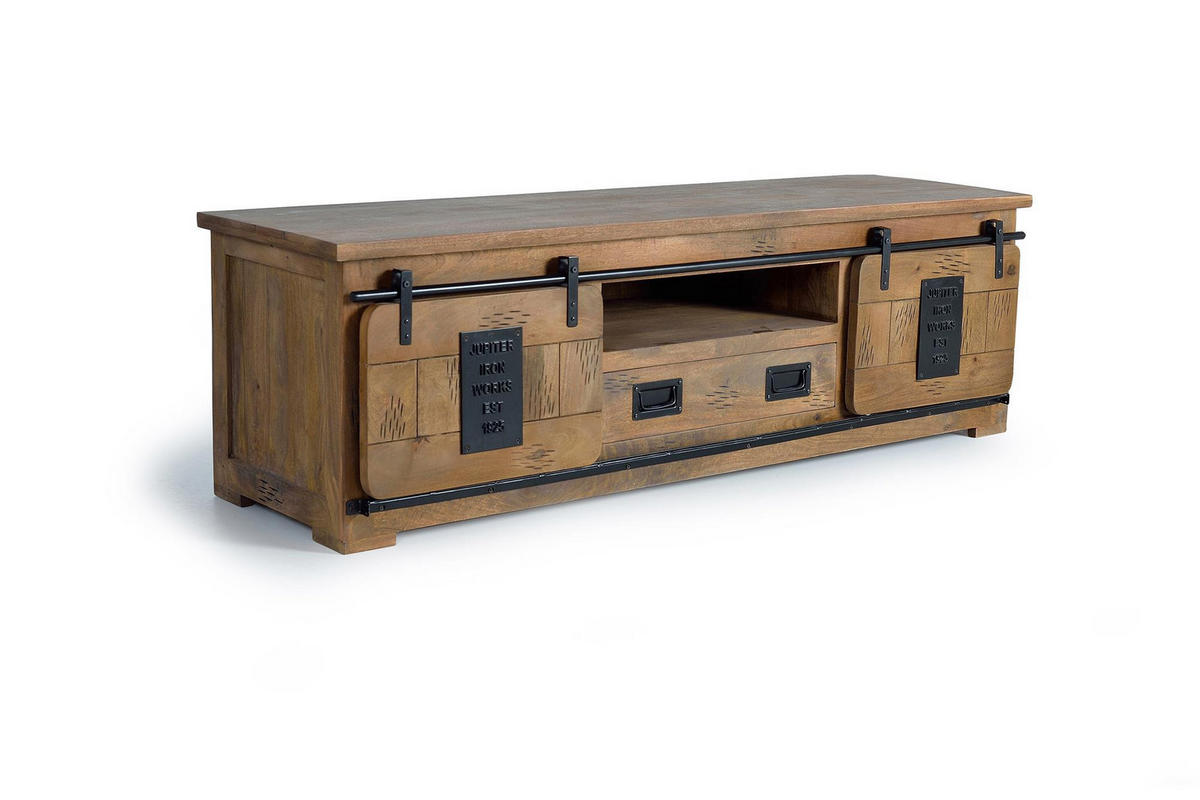 TV-SCHRANK in Akazie mit Metalldetails - Braun, Holz (180/55/50cm) - Giner y Colomer