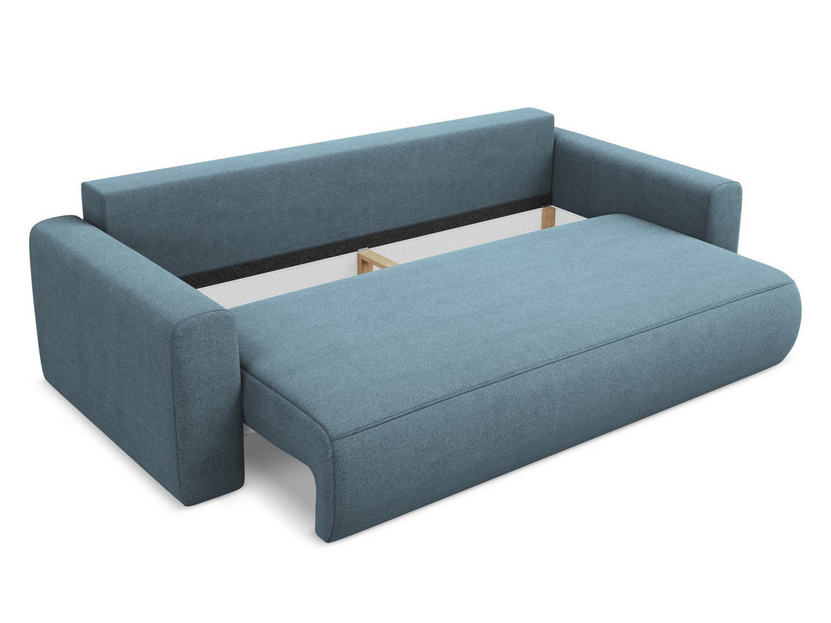 3-SITZER SOFA mit Schlaffunktion Strukturstoff Stoff Blau - Blau/Schwarz, Kunststoff/Textil (238/82/105cm) - Makamii