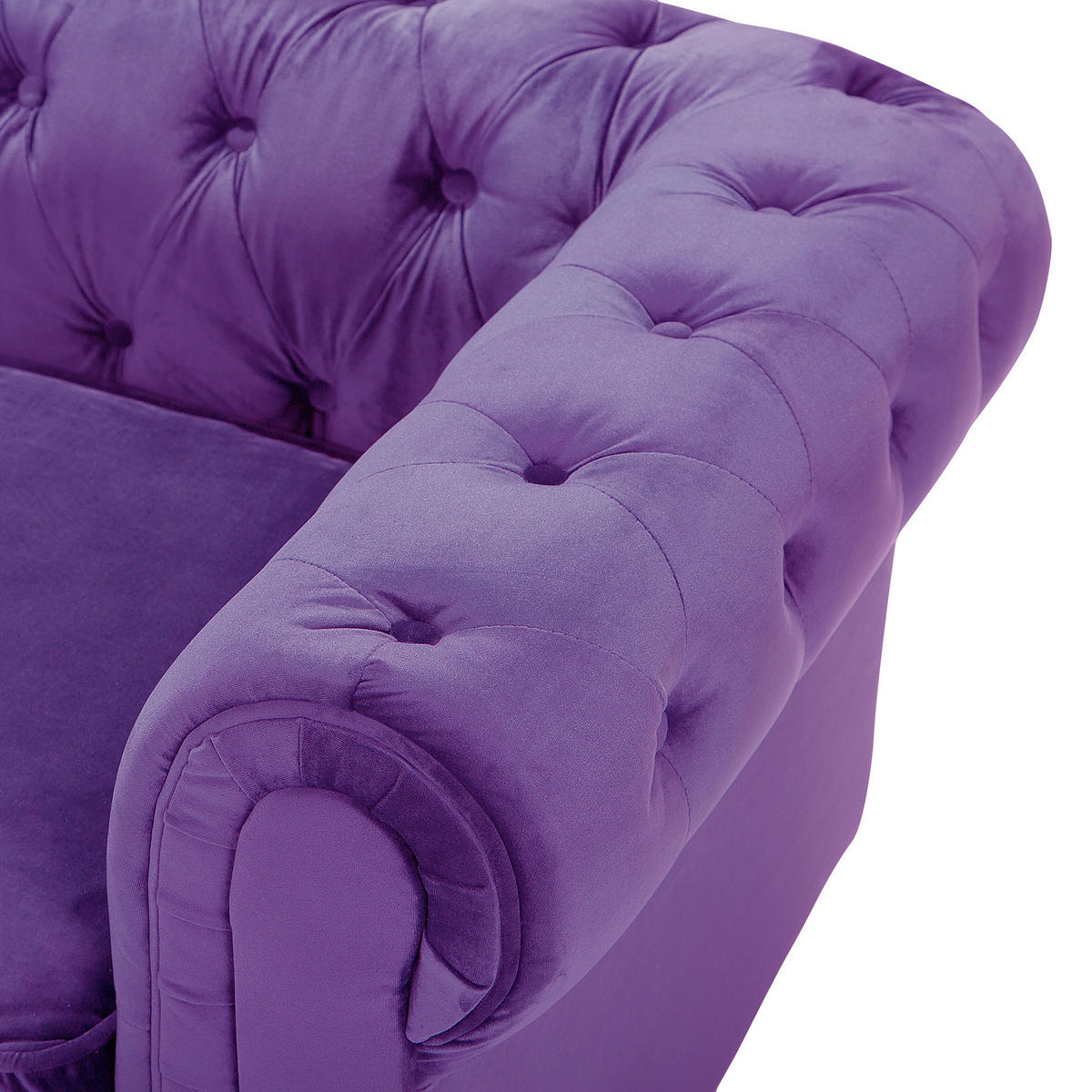 SESSEL Samtstoff violett Chesterfield - Dunkelbraun/Violett, Textil (110/70/75cm) - Beliani